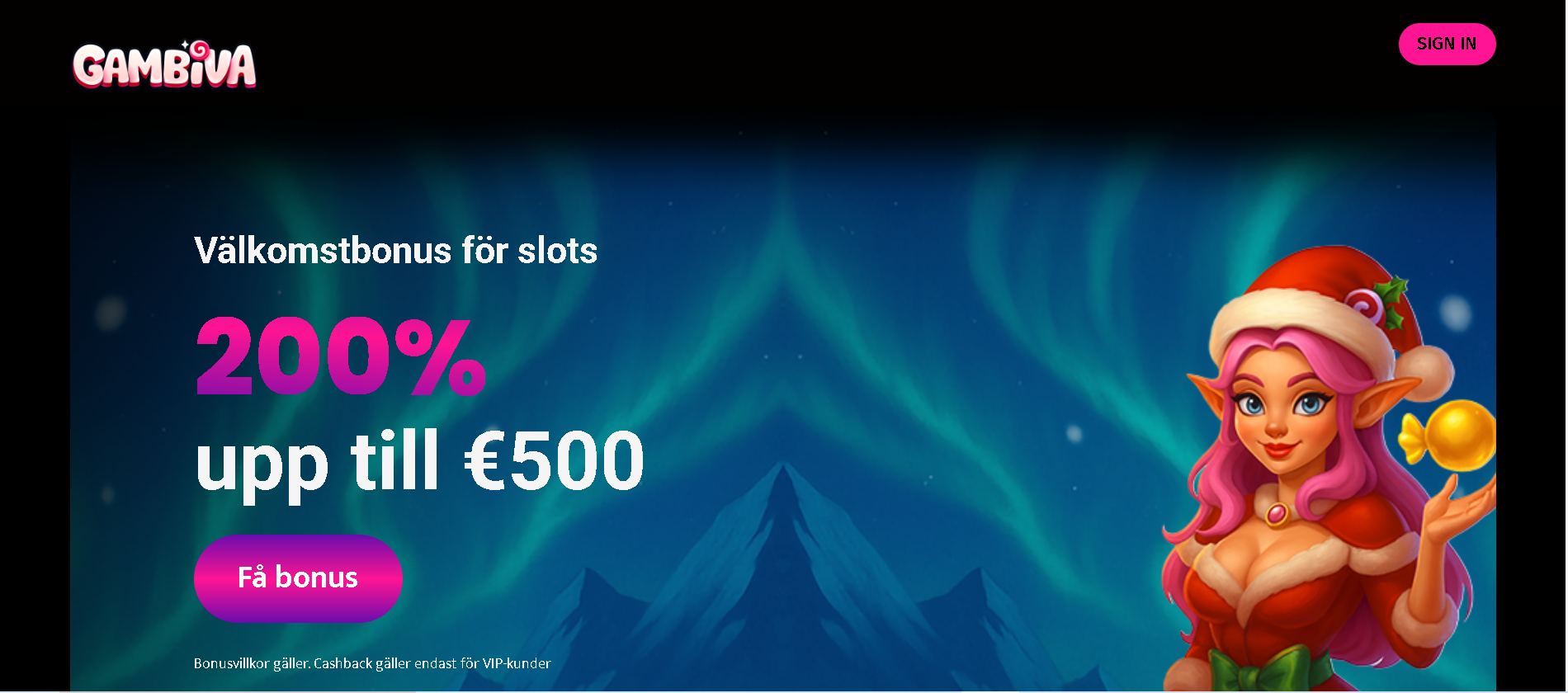 Gambiva Casino skärmdump - casino utan svensk licens