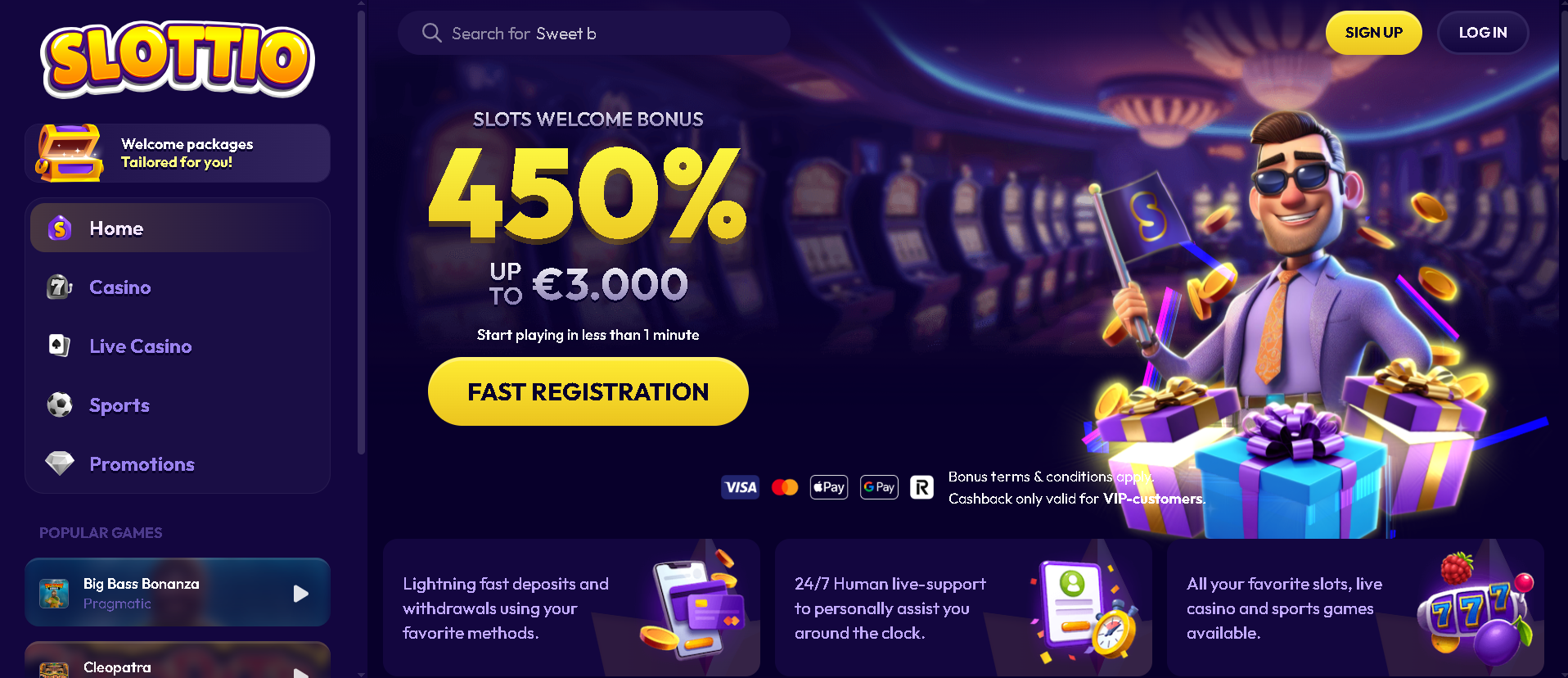 Slottio Casino skärmdump - bästa slots utan spelpaus