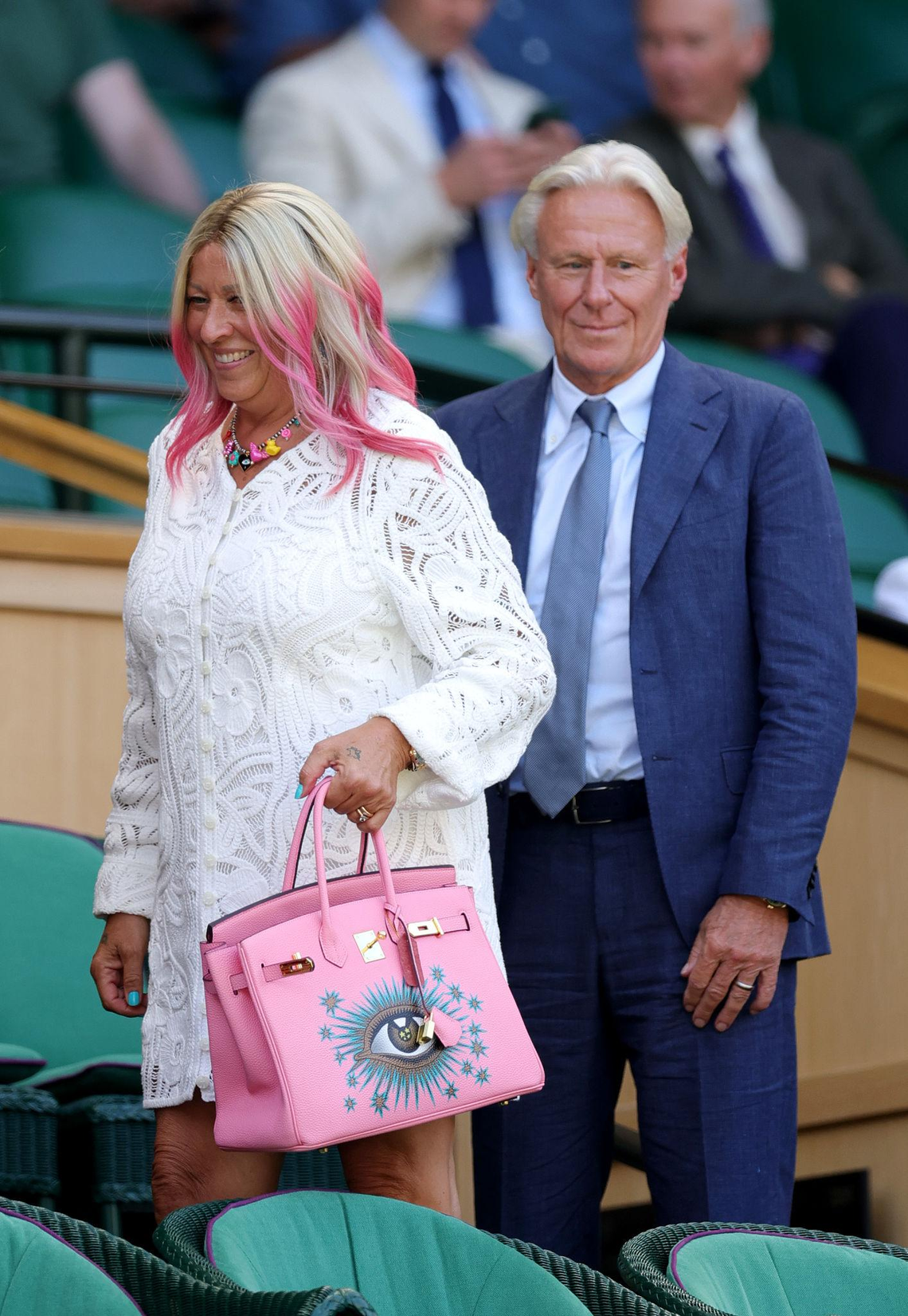 Björn Borg och hans maka Patricia Borg tillsammans under Wimbledon 2025.