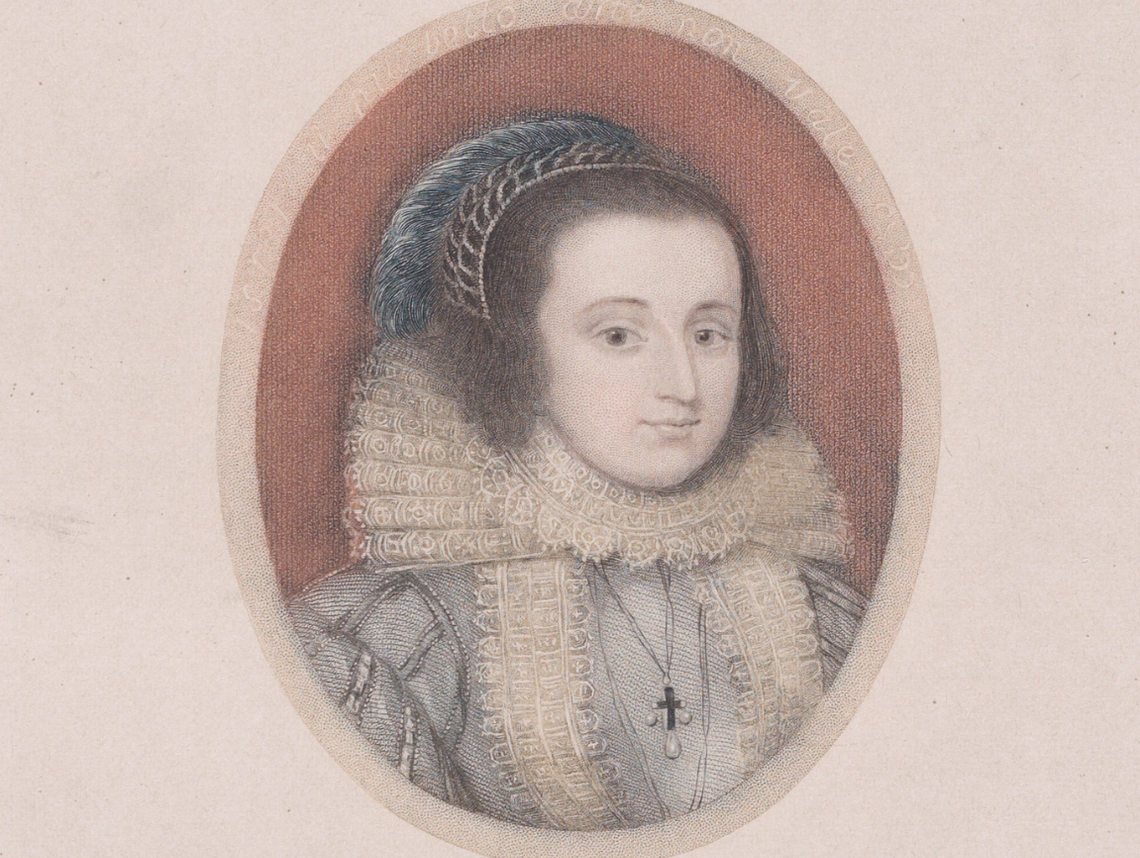 Porträtt av Maria Stuart i en handkolorerad brittisk gravyr från mitten av 1800-talet.