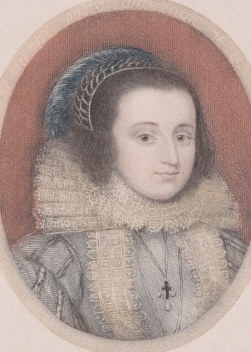 Porträtt av Maria Stuart i en handkolorerad brittisk gravyr från mitten av 1800-talet.